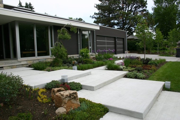 escalier jardin beton design