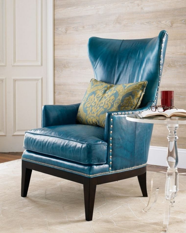 fauteuil moderne cuir bleu idee