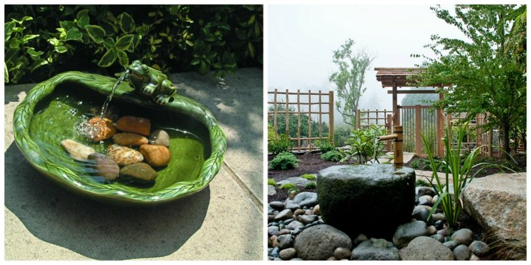 aménagement jardin espace extérieur moderne fontaine de jardin pierre bassin d'eau moderne design bois 