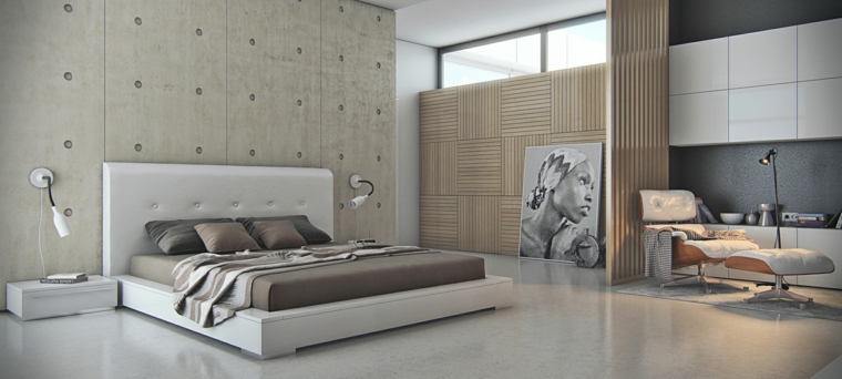 chambre moderne style industriel moderne idée beton bois