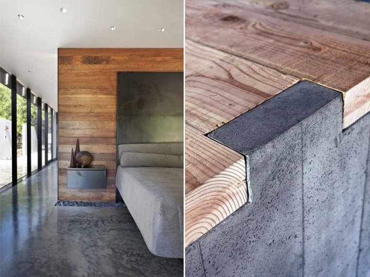 design moderne intérieur industriel bois lit chambre à coucher table de nuit