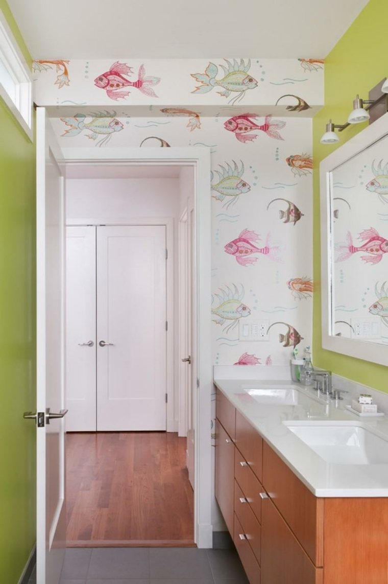 papier peint design salle de bain