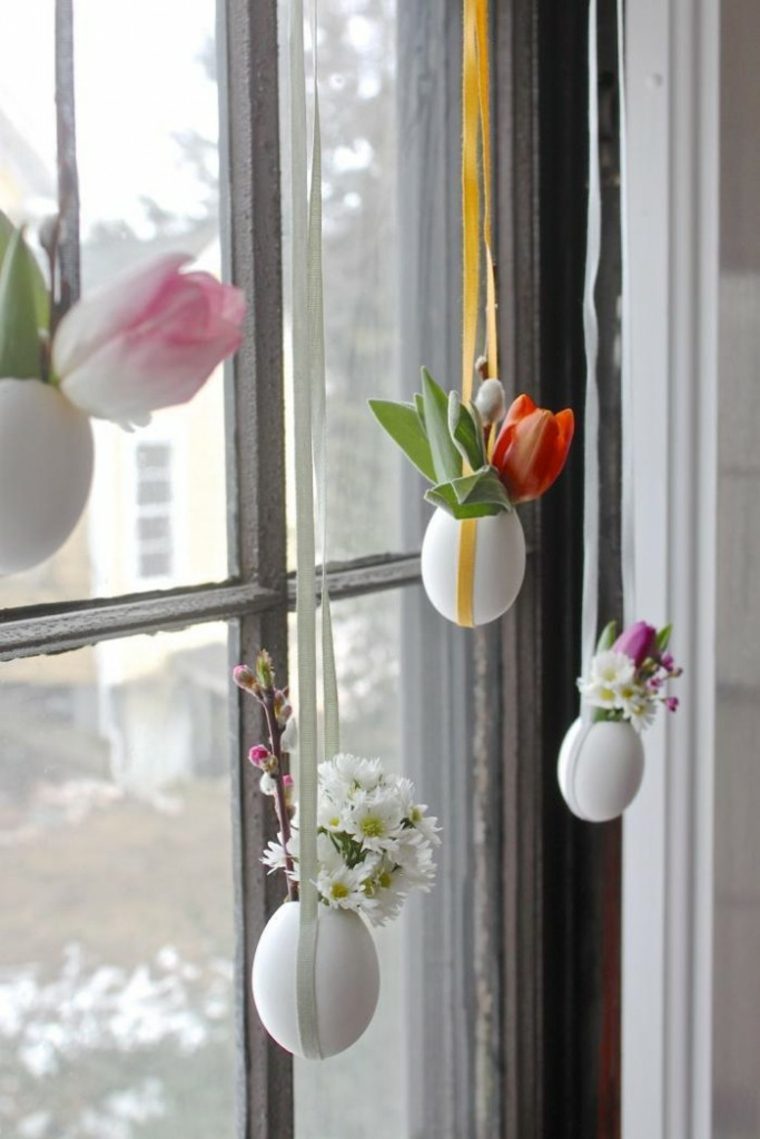 vase pâques déco suspension fleurs oeufs 
