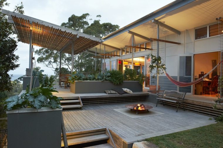 pergola bois jardin maison moderne