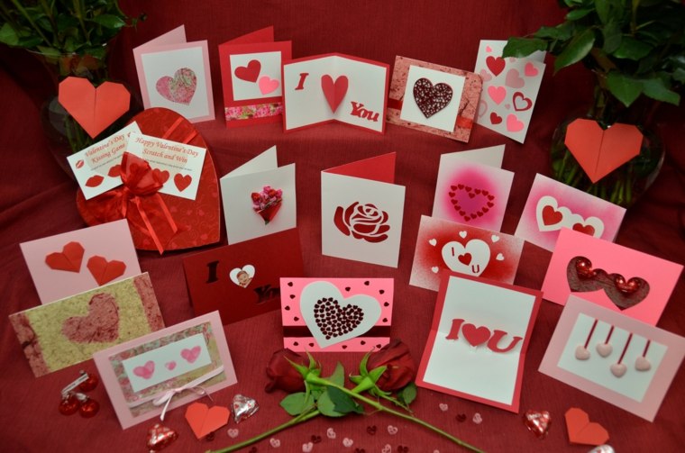 saint valentin idée déco brico carte postale coeur romantique carton roses