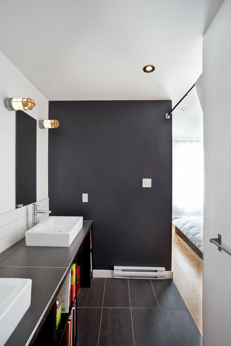 salle de bains industriel style design tableau noir conception moderne évier miroir 