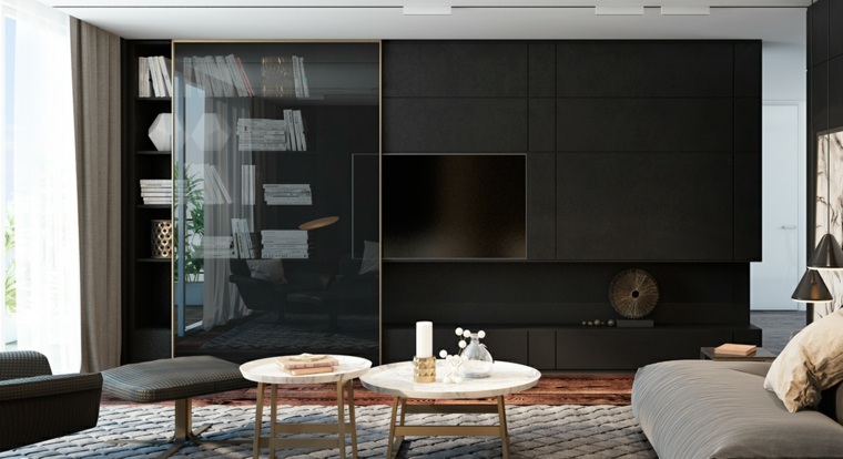 salon noir meubles design