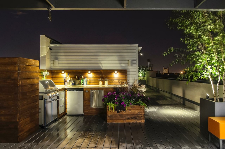 toit terrasse cuisine exterieure moderne