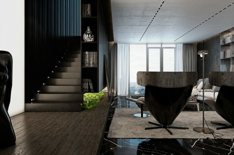 appartement de luxe kiev design salon fauteuil moderne aménagement tapis de sol gris