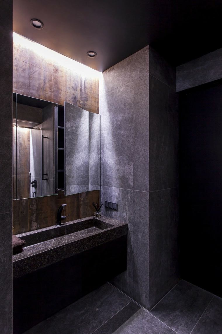 appartement contemporain design salle de bain miroir diées faux plafond