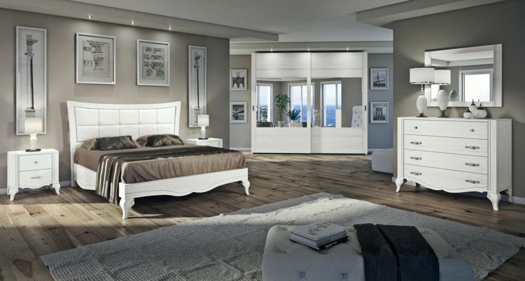 armoire portes coulissantes design déco mur cadres idées tapis de sol lit meuble bois design 