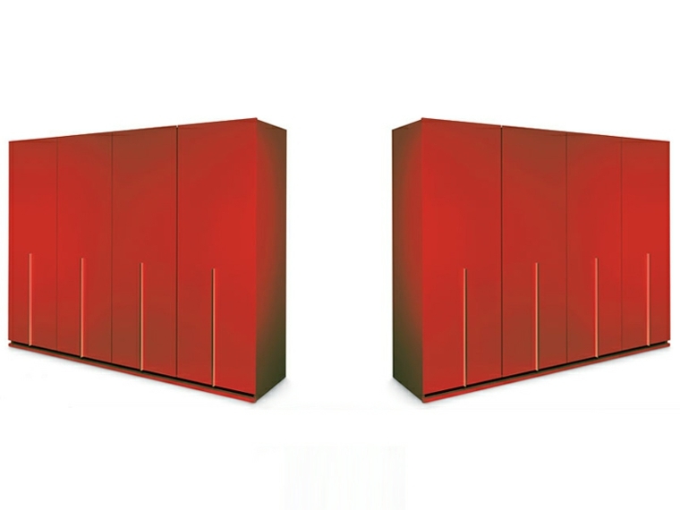 armoire portes coulissantes rouge design moderne intérieur chambre aménagement ameublement 