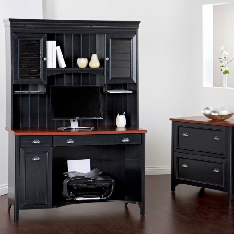 armoire informatique en bois noir meuble bois bureau à domicile bois noir
