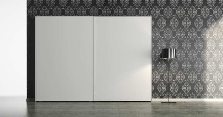 armoire blanche design aménagement chambre à coucher idée papier peint design 