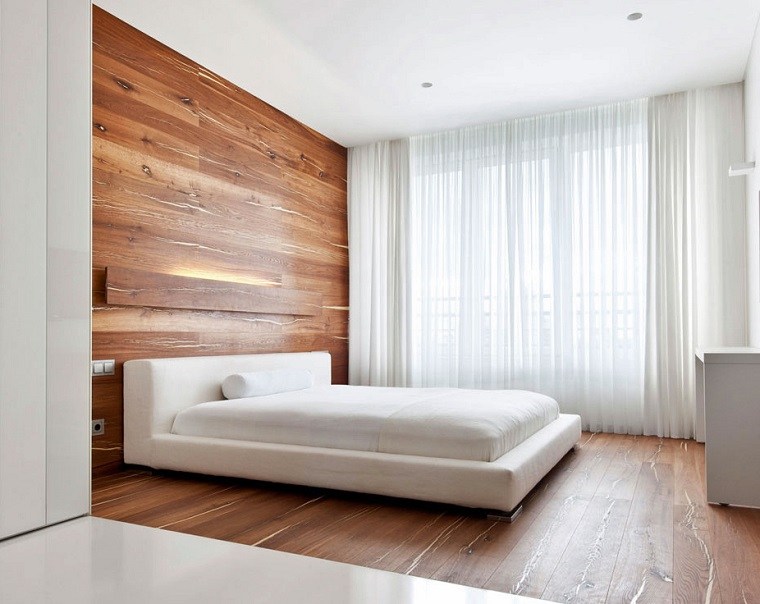 surfaces en bois chambre moderne