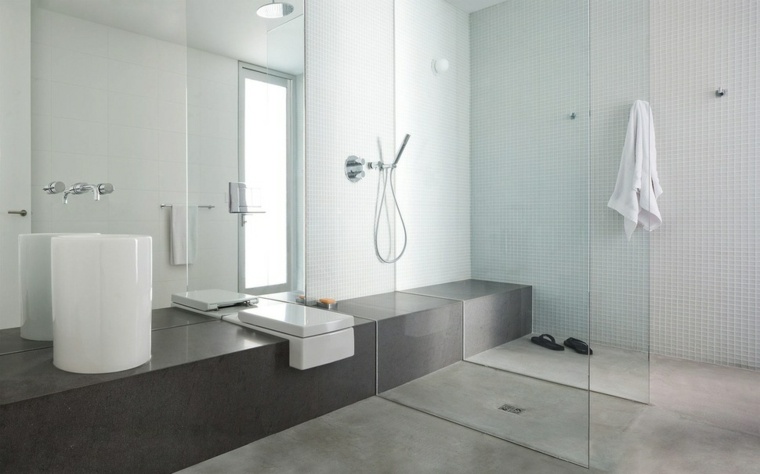 salle de bain design cabine douche moderne béton ciré 