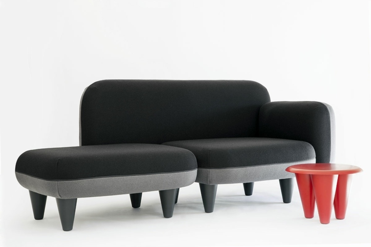 canapé original design moderne intérieur salon noir table basse rouge 