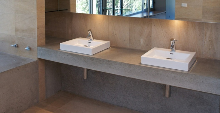 comptoir de salle de bain en béton ciré design évier moderne idée 