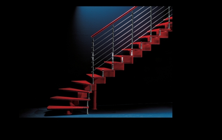 escalier contemporain interieur couleur rouge 
