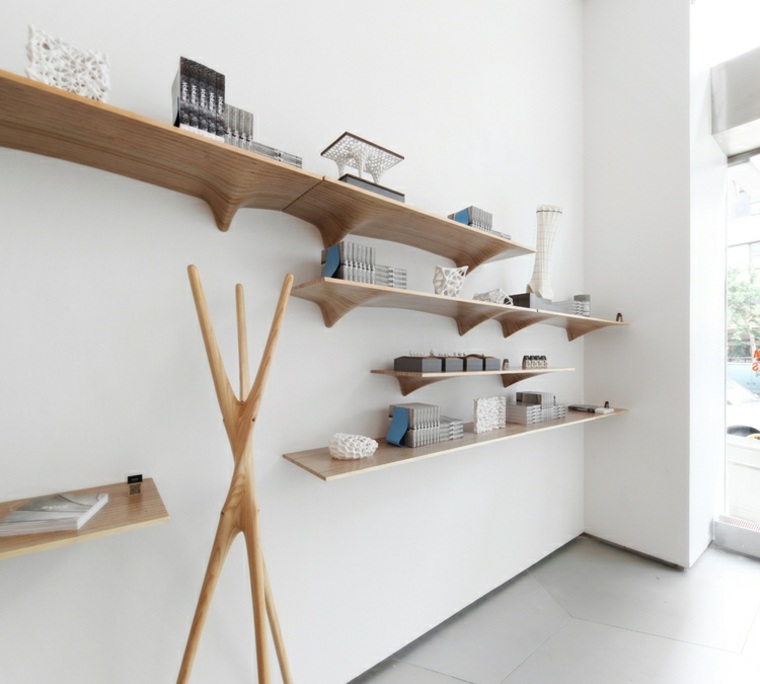 étagères en bois design plyshelf intérieur moderne forme graphique design contemporain