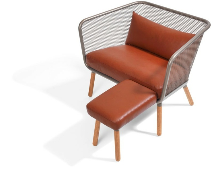 fauteuil moderne cuir orange