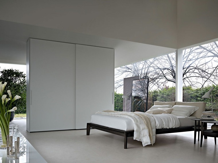 armoire design porte coulissante ameublement chambre original lit intérieur décoration fleurs 