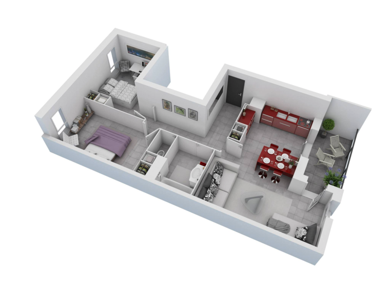 plan appartement 80m2 3d