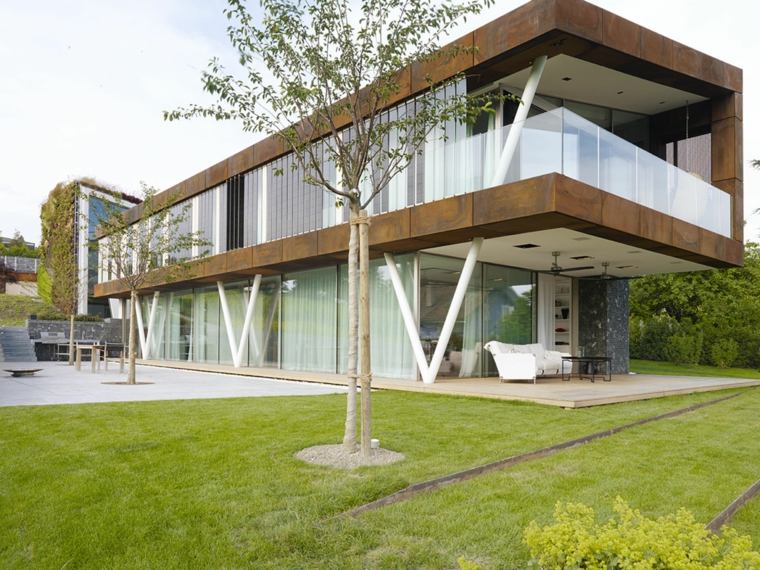 jardin toiture maison design moderne