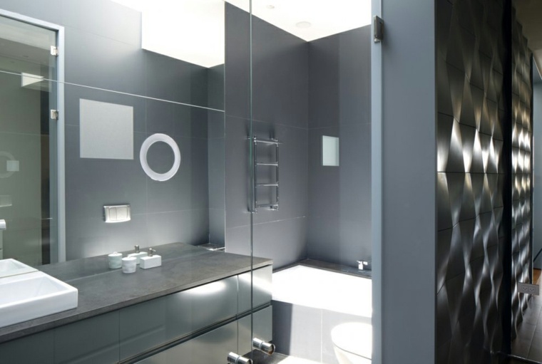 salle de bain grise design moderne cabine douche idée 