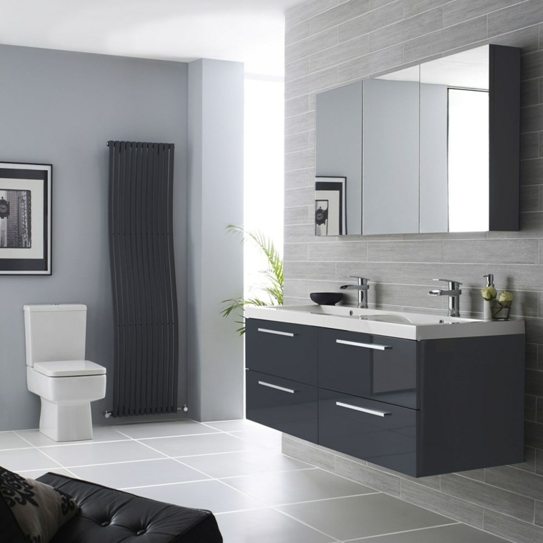 meuble noir toilettes decoration moderne