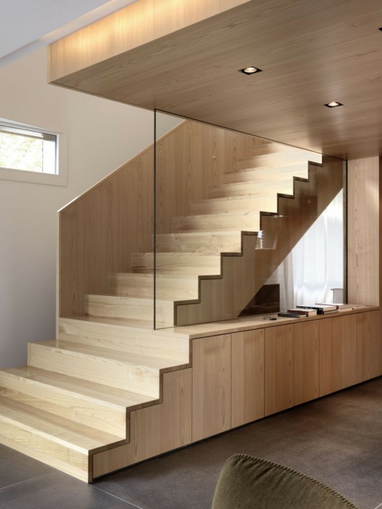 rangement sous escalier bois design