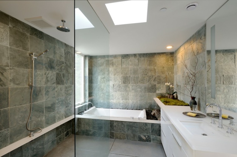 carrelage salle de bain effet béton ciré design idée intérieur moderne