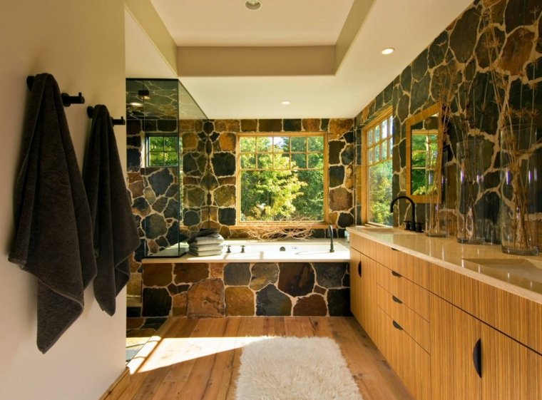 salle de bain pierre bois photos