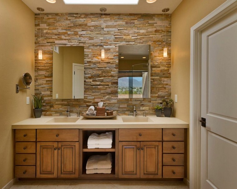 salle de bain pierre bois mobilier