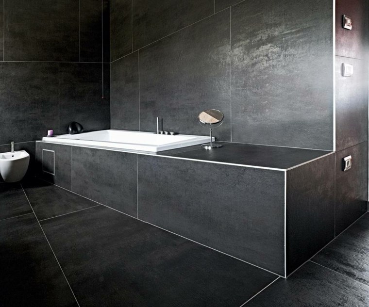 baignoire salle de bain béton ciré design carrelage moderne