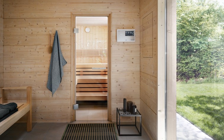 sauna extérieur design bois
