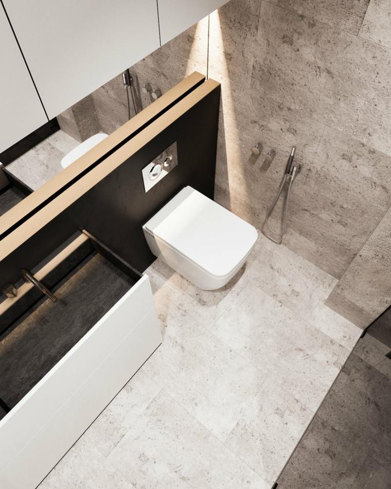 appart design moderne salle de bain toilettes suspendues