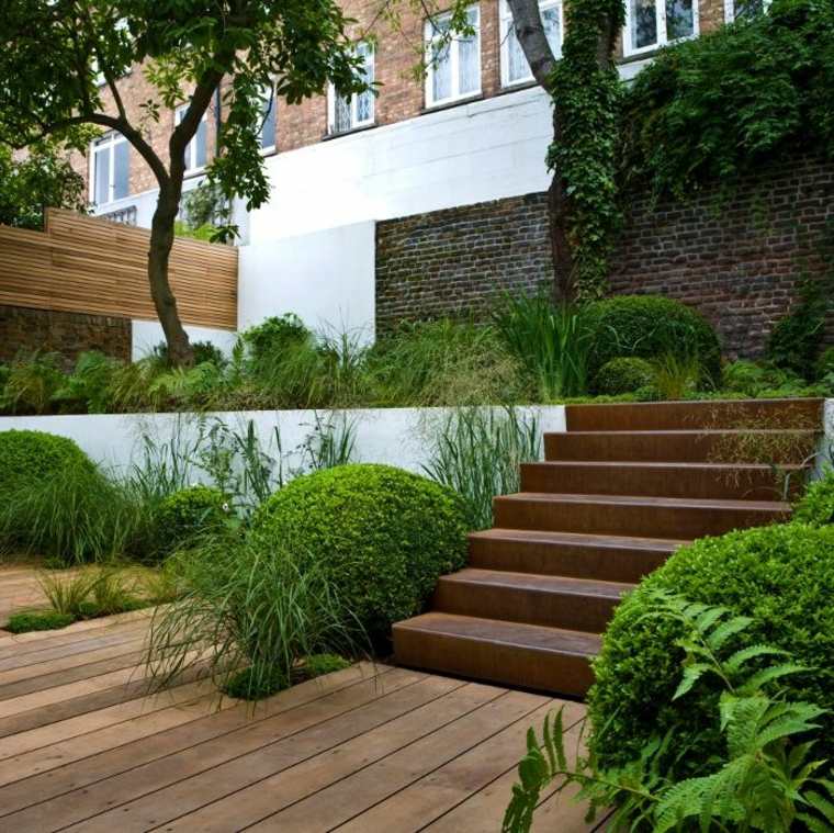 acier corten escaliers exterieur idee deco jardin