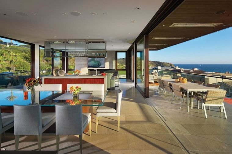 agencement cuisine ouverte idee decoration terrasse moderne