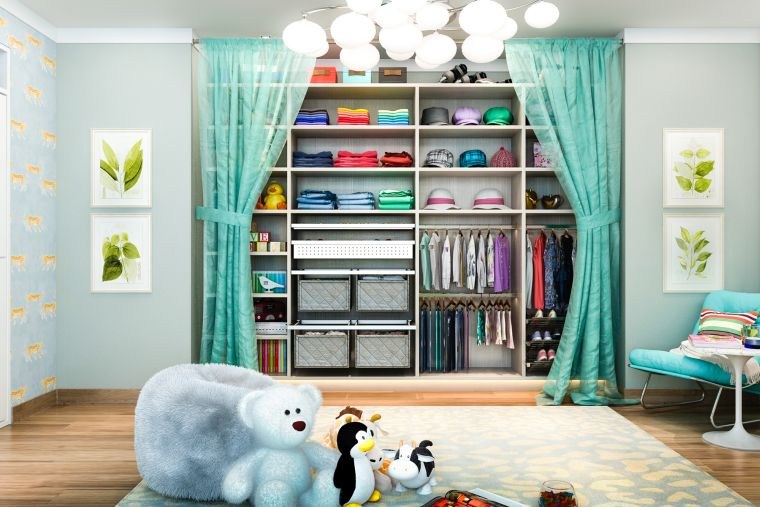 aménagement dressing chambre enfant couleurs meuble