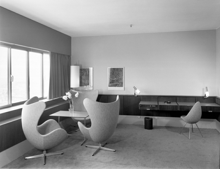 egg chair design intérieur moderne hotel photographie historique 