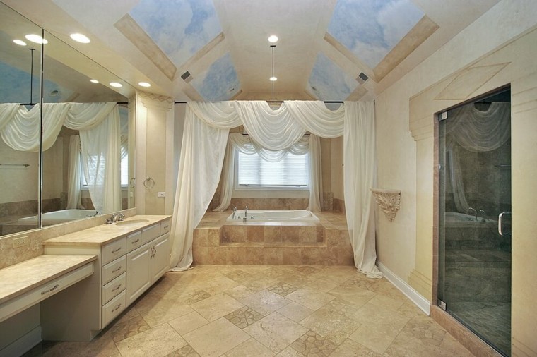 beau rideau photo salle de bain deco luxe