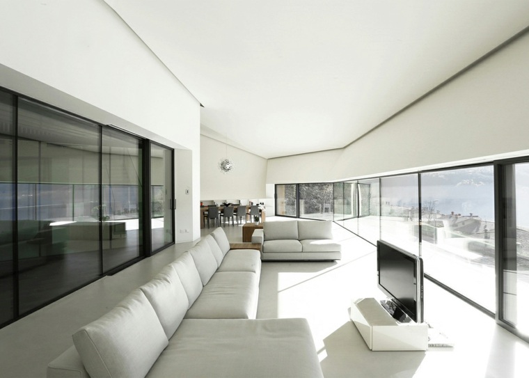 villa contemporaine design canapé blanc moderne télé camillo botticini