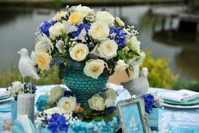 centre de table fleurs bouquet table mariage