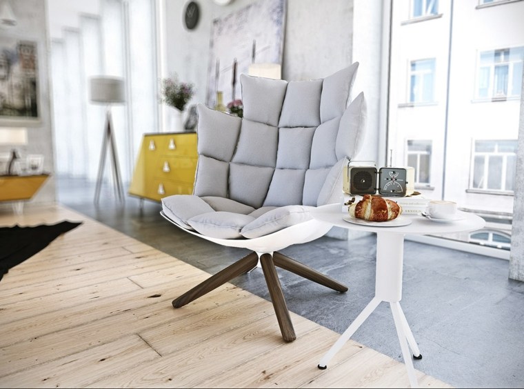 fauteuil blanc design moderne table basse parquet bois 