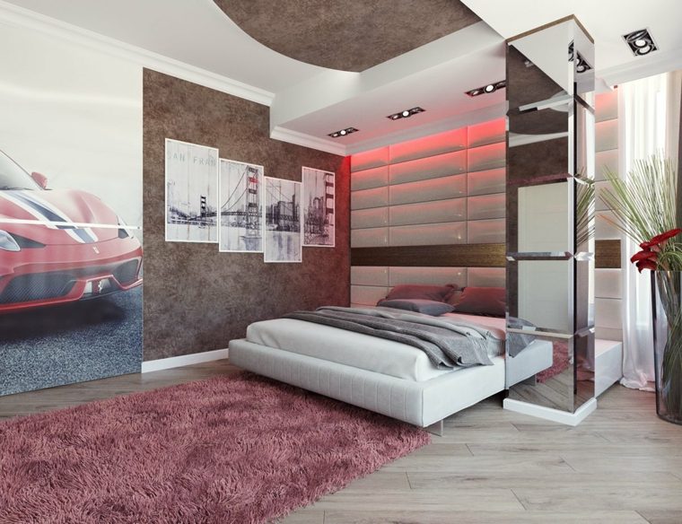 éclairage chambre à coucher tapis de sol tête de lit moderne éclairage plafond 