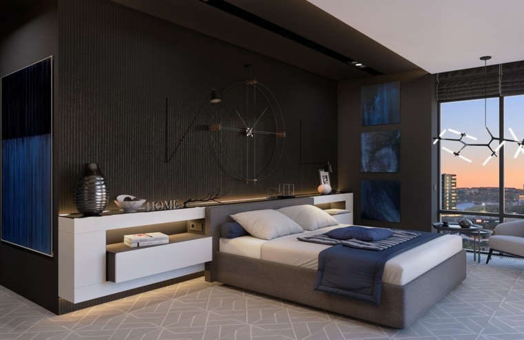 chambres à coucher design lit chambre tête de lit lumineuse design-