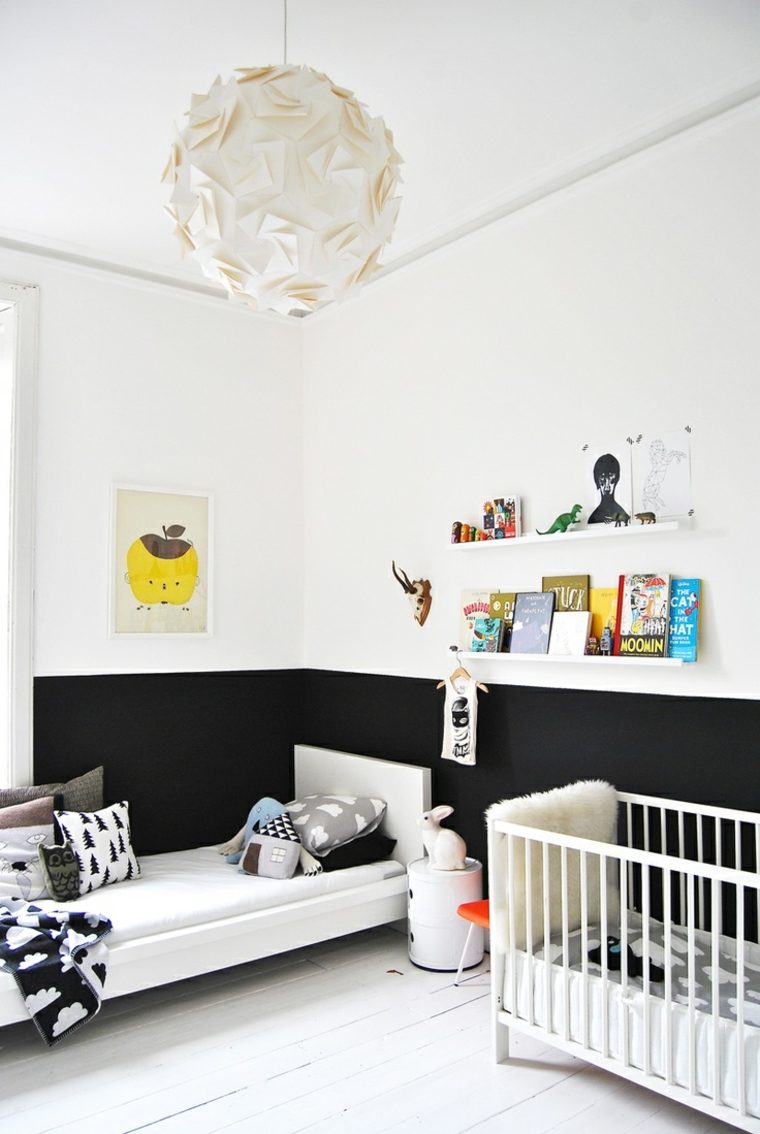 chambre enfant decoration noir blanc