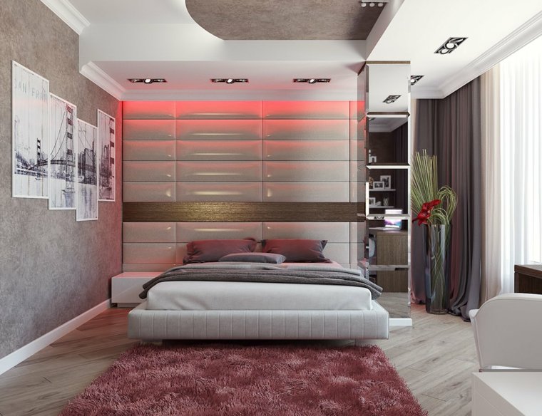 chambre à coucher design tête de lit lumineuse éclairage chambre idée 