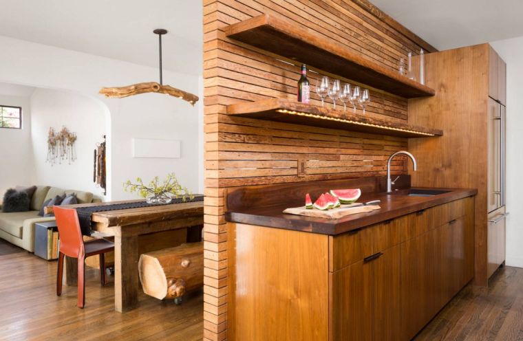 cuisine contemporaine bois amenagement petit espace design moderne